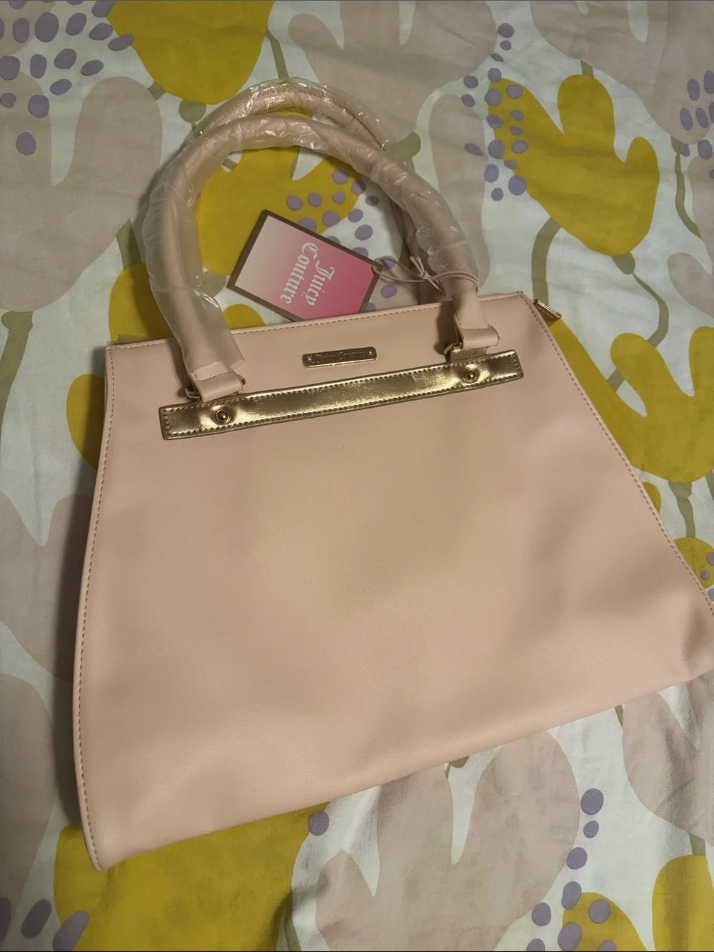 Juicy Couture Pale Pink Satchel with Gold Accent Hardware